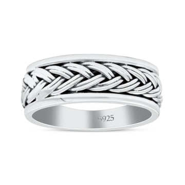 Braided Celtic New Design Spinner Style Oxidized Band Solid 925 Sterling Silver Thumb Ring 7mm(0.27)